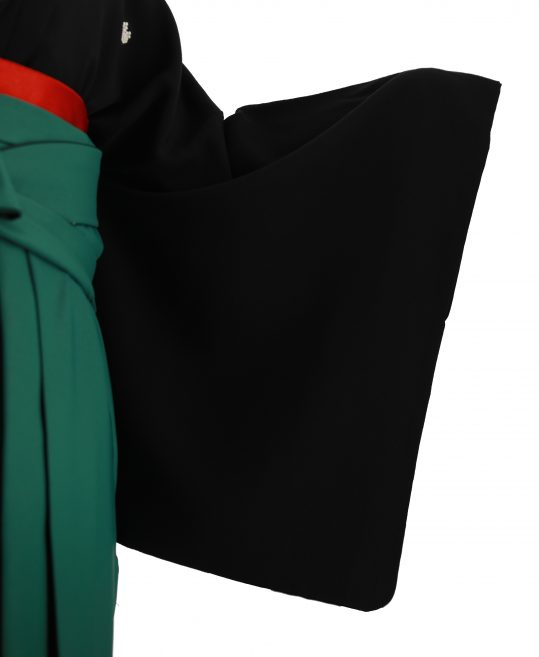 卒業式袴レンタル[宝塚風]黒の紋付き無地着物[身長156㎝前後対応]No.3077